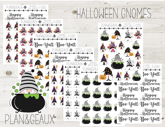 Halloween Gnomes Stickers, Gnomes Stickers, Halloween Stickers, Planner Stickers, FUN-030