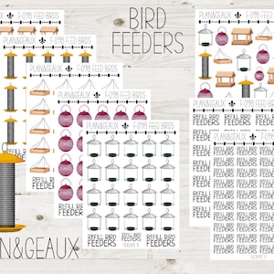 Bird Feeders Planner Stickers, Bird Planner Stickers, Refill Bird Feeder Stickers, Bird Feeder Stickers, F-098