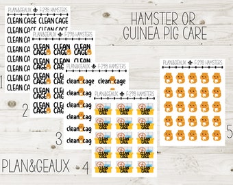 Hamster Planner Stickers, Clean Cage Planner Stickers, Guinea Pig Cage, Hamster Care, Bullet Journal, Happy Planner, FUN-298