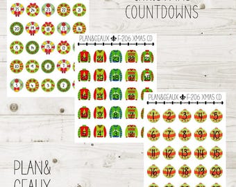 Christmas Countdown Planner Sticker, How Many Days Until Christmas Planner Sticker, Planner Stickers, Bullet Journal, FUN-206
