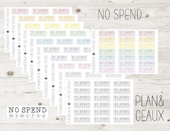 No Spend Tracker Planner Stickers, Saving Money Planner Stickers, Happy Planner Stickers, Bullet Journal, F-145