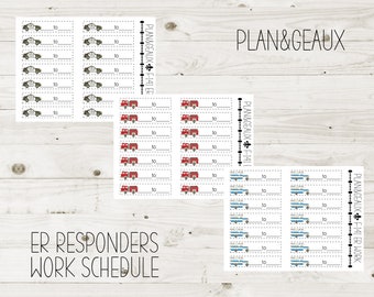 First Responder Work Schedule Planner Stickers, Fire Police EMS Work Schedule Planner Stickers, Happy Planner, Bullet Journal, FUN-140-142