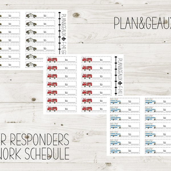 First Responder Work Schedule Planner Stickers, Fire Police EMS Work Schedule Planner Stickers, Happy Planner, Bullet Journal, FUN-140-142