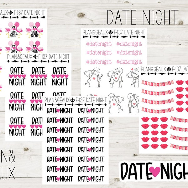Date Night Planner Stickers, Flamingo Stickers, Date Night Planner Sticker, Happy Planner Sticker, Bullet Journal, FUN-137