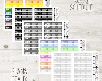School Class Schedule Planner Sticker, Class Time Checklist Planner Sticker, MINI Sheet, Happy Planner, Bullet Journal, FUN-210