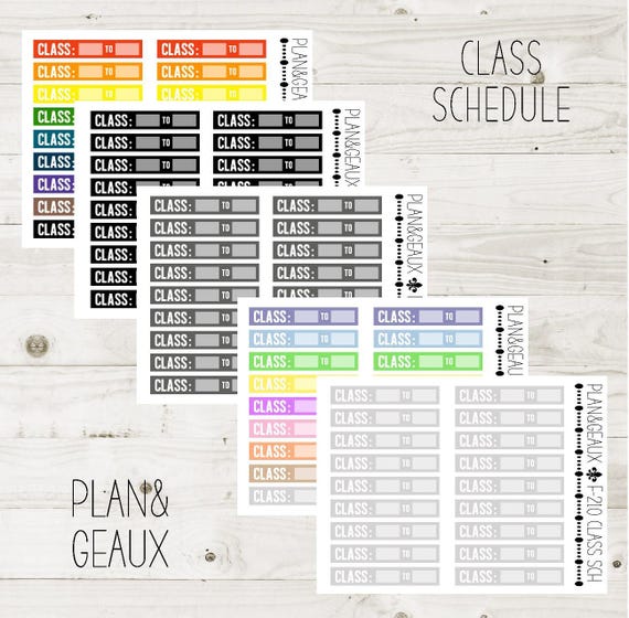 School Class Schedule Planner Sticker, Class Time Checklist Planner Sticker, MINI Sheet, Happy Planner, Bullet Journal, FUN-210