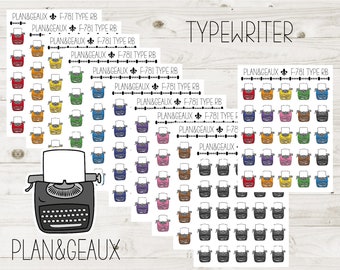 Typewriters Stickers, Office Stickers, Writing Sticker, Rainbow Colors, Bullet Journal, Planner Stickers, FUN-781