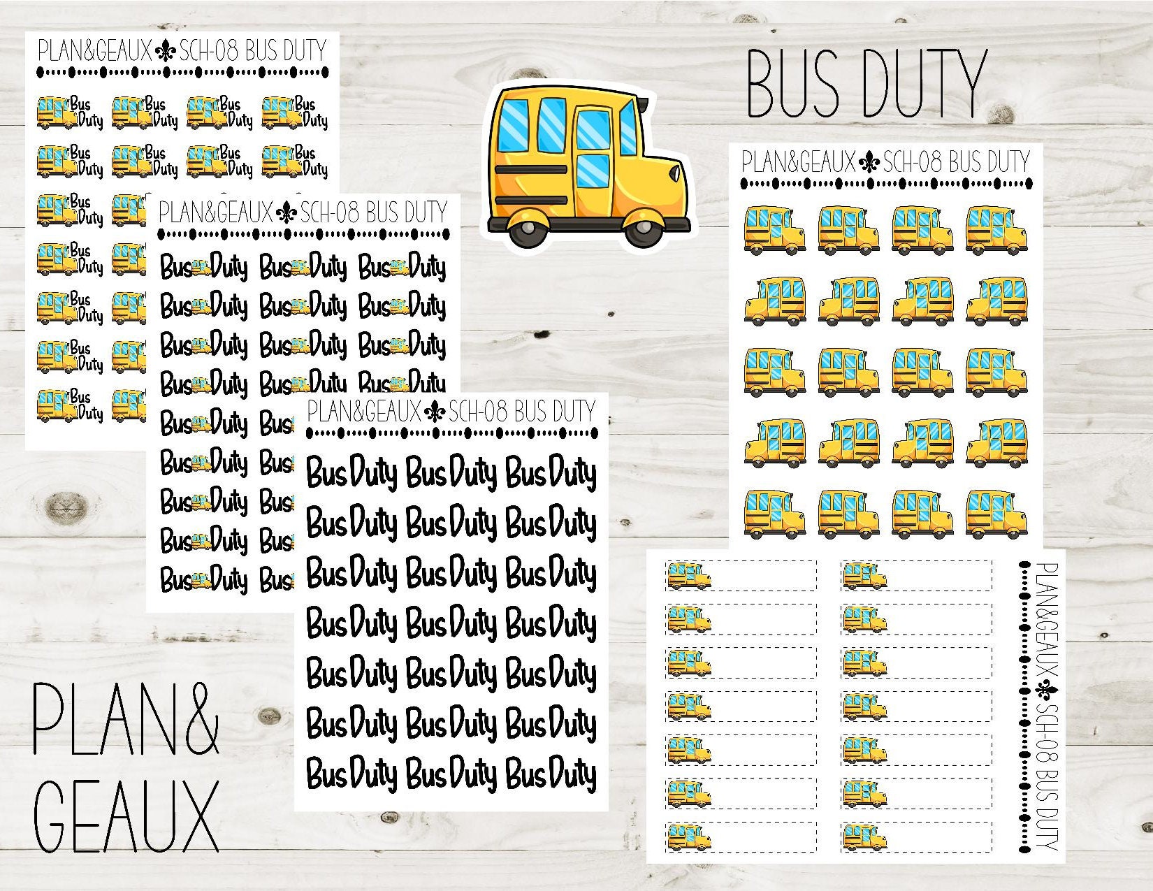Bus Duty Planner Stickers, School Planner Stickers, Teacher Planner ...