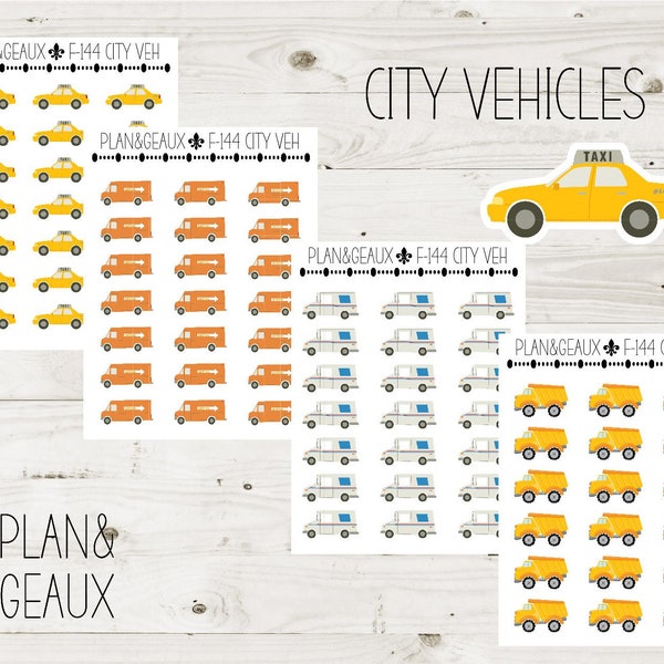 Work Vehicles Planner Stickers, Taxi Stickers, Mail Truck Planner Stickers, Dump Truck, Happy Planner, Bullet Journal, FUN-144