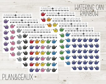 Watering Can Planner Stickers, Garden Stickers, Water Plants Stickers, Rainbow Colors Bullet Journal, Planner Stickers, FUN-017