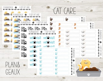 Cat Care Stickers, Clean Litter Box Planner Stickers, Cat Stickers, Kitten Stickers, Bullet Journal, Happy Planner Stickers, F-327