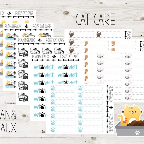 Cat Care Stickers, Clean Litter Box Planner Stickers, Cat Stickers, Kitten Stickers, Bullet Journal, Happy Planner Stickers, F-327