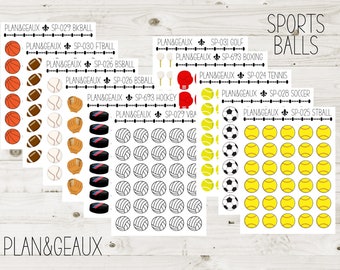 Sports Balls Stickers, Tennis, Soccer, Boxing Stickers, Volleyball Planner Stickers Erin Condren,  Happy Planner, Bullet Journal, FUN-693