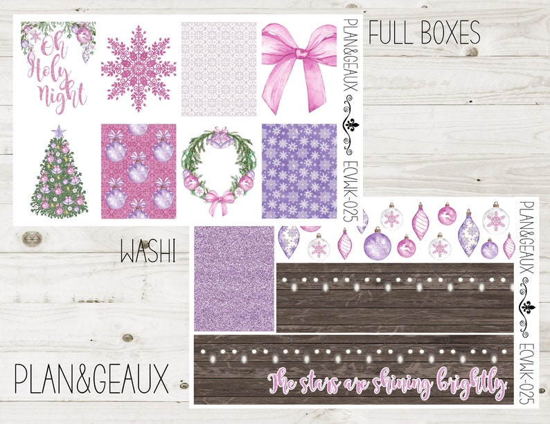 Pastel Christmas Weekly Kit Planner Stickers Purple Christmas - Etsy