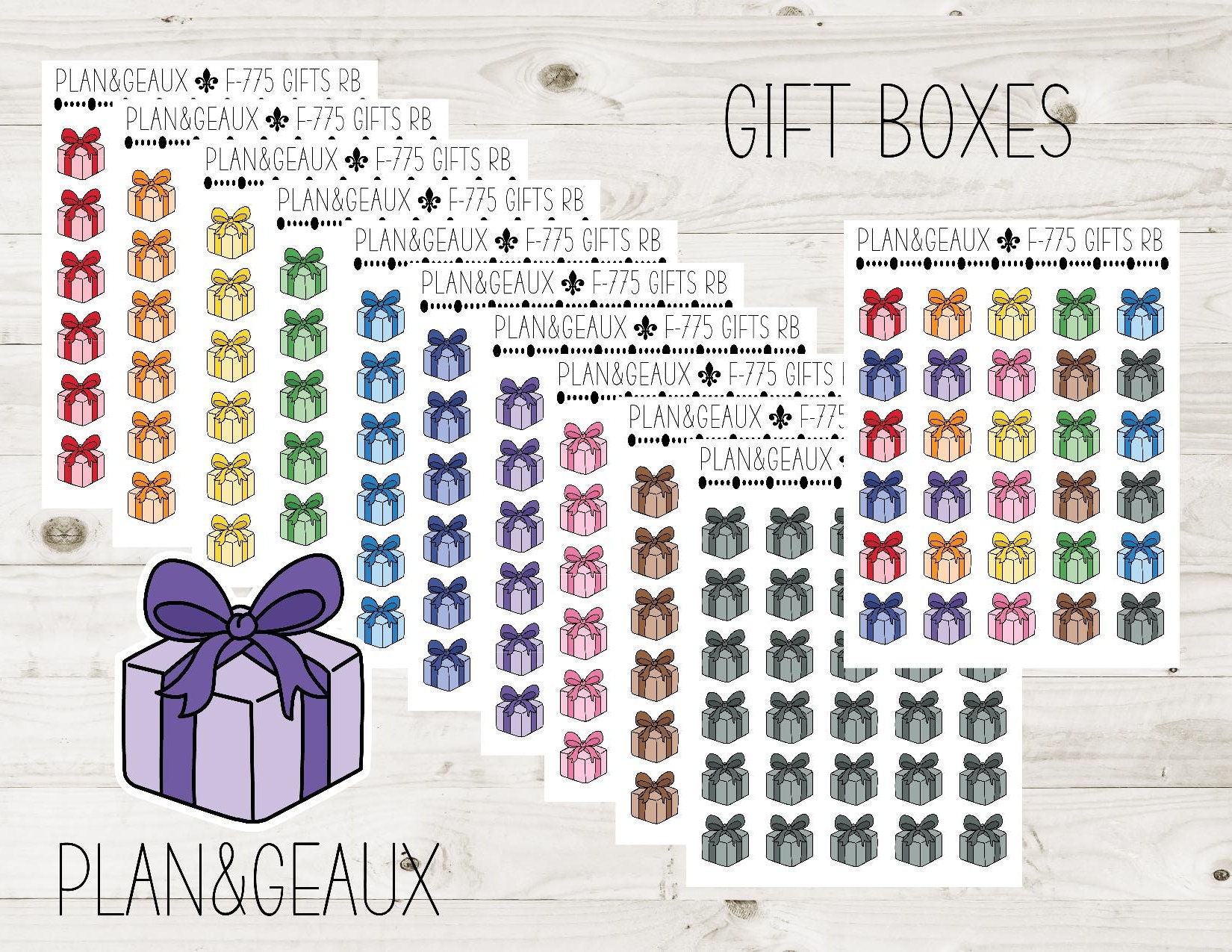 Present Box Sticker Gift Box Stickers, Present Stickers, Gift Sticker, Rainbow Colors ...