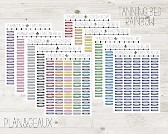 Tanning Bed Planner Stickers, Tanning Stickers, Planner Stickers, Rainbow Colors Bullet Journal, Planner Stickers, FUN-043