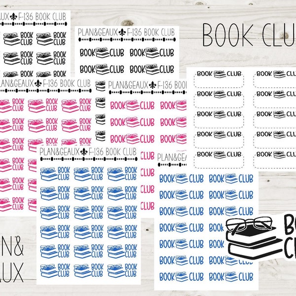 Book Club Planner Stickers, Reading Planner Stickers, Book Club Stickers MINI Sheets, Bullet Journal, Personal Planner, FUN-136