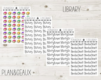 Library Planner Stickers, Library Day Stickers, Summer Reading Stickers Erin Condren,  Happy Planner, Bullet Journal, FUN-233