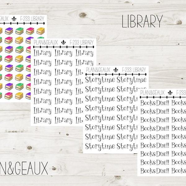 Library Planner Stickers, Library Day Stickers, Summer Reading Stickers Erin Condren,  Happy Planner, Bullet Journal, FUN-233