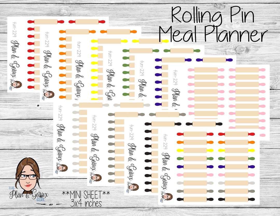Rolling Pin Menu Planner Stickers Meal Planner Dinner Menu Etsy