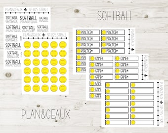 Softball Planner Stickers, Softball Practice Planner Stickers, Softball Game Stickers, Bullet Journal, Happy Planner, SPORTS-025