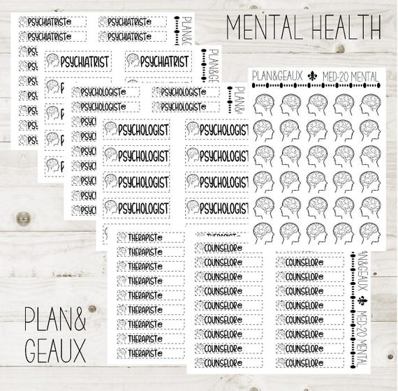 Mental Health Planner Stickers, Psychiatrist Stickers, Psychologist, MINI Sheets, Bullet Journal, Stickers, Planner Stickers, MED-020