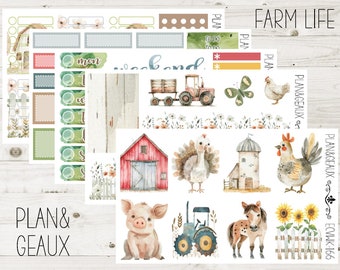 Farm Life Weekly Kit Planner Stickers, Watercolor Farm Stickers, Farm Weekly Planner Stickers, Erin Condren Vertical Planner, ECV-WK 166