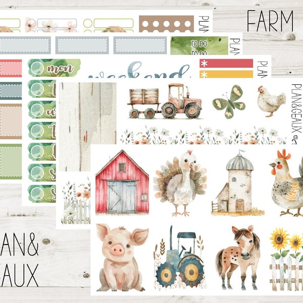 Farm Life Weekly Kit Planner Stickers, Watercolor Farm Stickers, Farm Weekly Planner Stickers, Erin Condren Vertical Planner, ECV-WK 166