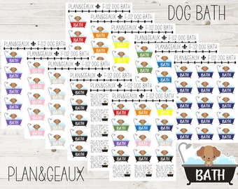 Dog Bath Planner Stickers, Bathe Dog Daycare Planner Stickers, Bullet Journal, Happy Planner Stickers, Bullet Journal, FUN-112