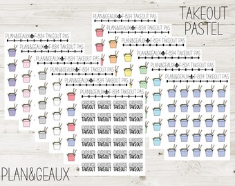 Chinese Takeout Stickers, Chinese Food Stickers, Takeout Sticker, Pastel Colors, Planner Stickers, FUN-834