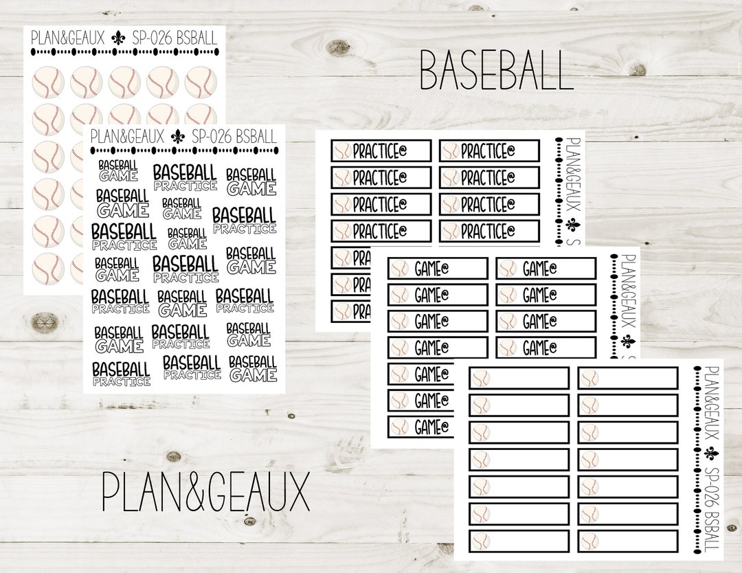 Baseball Planner Stickers, Baseball Game, Tball Practice, Wee Ball