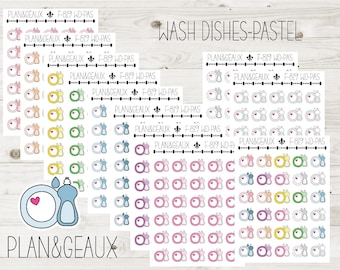 Pegatinas para lavar platos, pegatinas para platos, pegatinas para tareas de cocina, colores pastel, Bullet Journal, pegatinas para planificador, FUN-819
