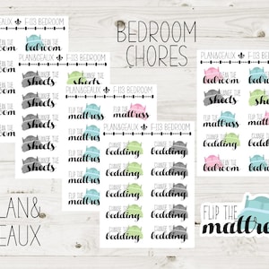 Bedroom Chores Planner Stickers, Change Sheets Planner Stickers, Happy Planner Stickers, Bullet Journal, FUN-113
