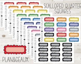 Doodle Scallop Quarter Square Planner Sticker, Quarter Square Planner Sticker, Rainbow Quarter Square Happy Planner, Bullet Journal, FUN-185