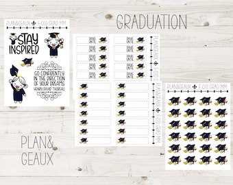 Graduation Planner Stickers, Graduate Planner Stickers, High School, College, Happy Planner Stickers, FUN-0010