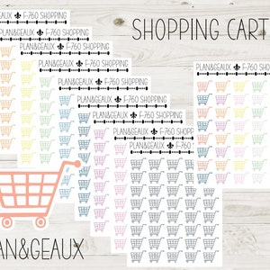 Shopping Cart Planner Stickers, Pastel Shopping Stickers, Cart Stickers, Pastel Color Bullet Journal, Planner Stickers, FUN-760