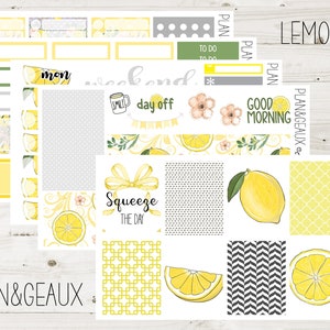 Lemon Weekly Kit Planner Stickers, Lemon Squeeze Weekly Stickers, Week Stickers, Erin Condren Bullet Journal, ECV-WK 048