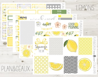 Lemon Weekly Kit Planner Stickers, Lemon Squeeze Weekly Stickers, Week Stickers, Erin Condren Bullet Journal, ECV-WK 048