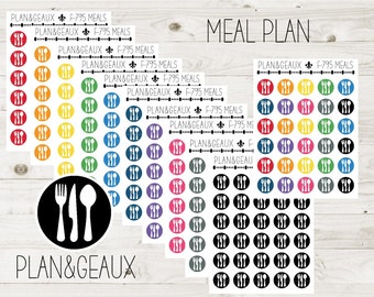 Pegatinas del plan de comidas, pegatinas del menú, pegatinas de preparación de comidas, pegatinas de planificación de comidas, colores del arco iris, diario de balas, pegatinas del planificador, FUN-795