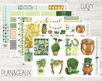 St Patrick's Day Weekly Planner Kit, Planner Stickers, Gnome Weekly Stickers, Week Stickers, Erin Condren, ECV-WK 107