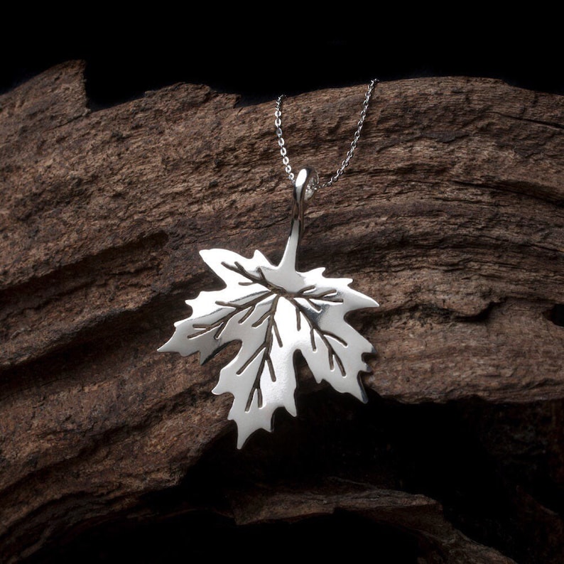 Maple Leaf Necklace Silver Leaf Necklace Maple Jewellery image 1