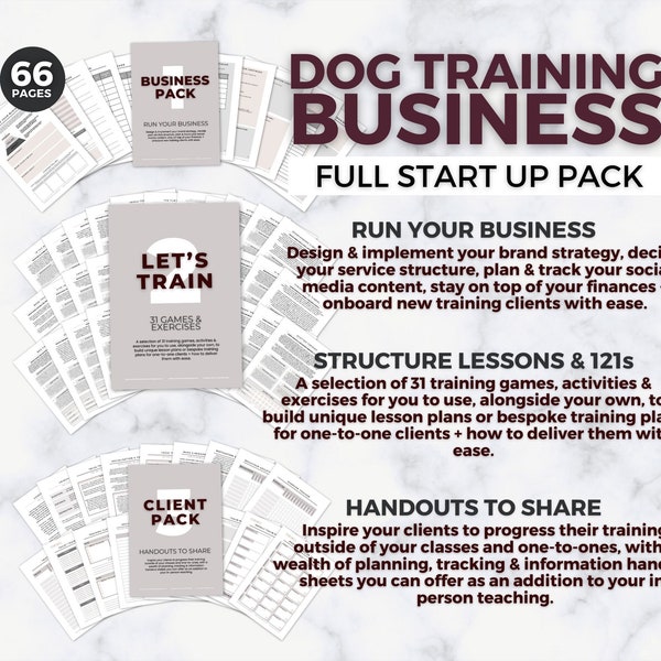 Dog Training Business Start Up Kit | Professional Dog Trainer Kit | Dog Training Lesson Plans | Client Handouts | Dog Trainer Resources