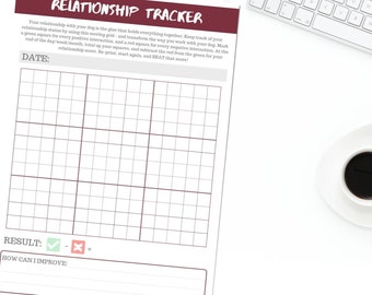 Dog Owner Relationship Tracker - Printable | Dog Training Planner Worksheet Download for Dog Trainers and Dog Owners