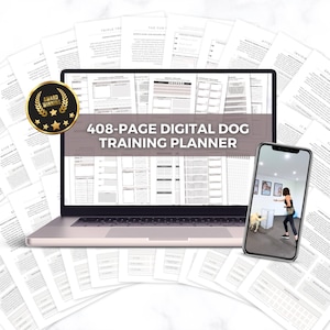 Digitale hondentrainingsplanner | Gestructureerd programma van 52 weken | Voortgang bijhouden en training plannen| 408 afdrukbare pagina&#39;s