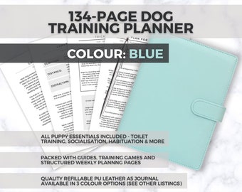 A5 Dog Training Planner Diary | Ideal Gift For Dog Owners & Dog Trainers | Blue PU Leather | 134 Pages