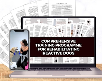 Curso de adiestramiento canino reactivo / Programa completo + 28 días de entrenamiento. Guía de inicio para perros que ladran, se abalanzan y tiran.