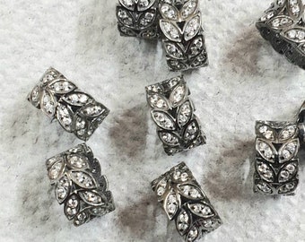 Pave Diamond Beads, 13MM Size Beads, Wheel Beads, Pave Beads, 925 Sterling Silver Beads, Spacer Beads, Jewelry Beads, Handmade Beads