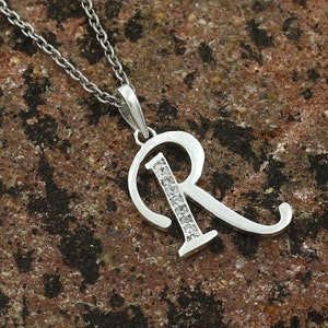 Colgante con letra de circonita cúbica, dije con inicial, collar personalizado, colgante de plata de ley 925, letra de circonita cúbica, colgante pavé, collar con letra