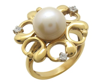 Unique Freshwater Pearl Ring, White Pearl Ring, Pearl Jewelry, 925 Sterling Silver Ring, Pearl Engagement Ring, Promise Ring, Women Ring