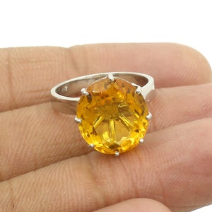 Natural Citrine Ring, Birthstone Ring, Citrine Jewelry, 925 Sterling Silver Ring, Oval Solitaire Ring, Promise Ring, Cocktail Ring